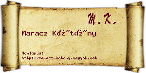 Maracz Kötöny névjegykártya